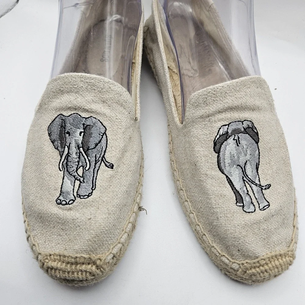 Soludos Womens Elephant Canvas Espadrilles Flats Shoes Beachy Vacation Sz 8